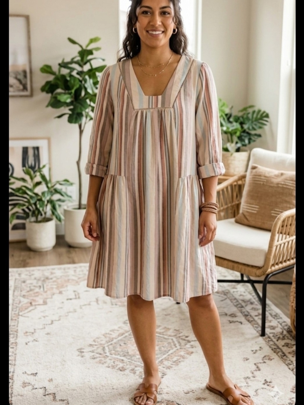 Knox Rose Multicolor Pastel Striped Tunic